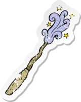 retro distressed sticker of a cartoon magic wand png