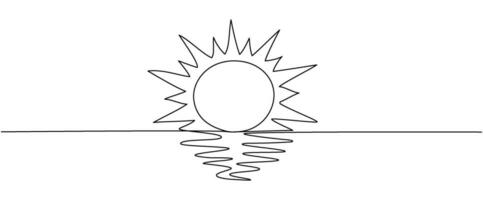 A continuous line of of sunny ocean view Summer travel concept. Sun weather minimalist one line art. Vector illustration