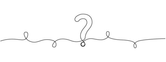 Continuous line drawing question mark . Hand drawn admiration signs. Vector illustration.