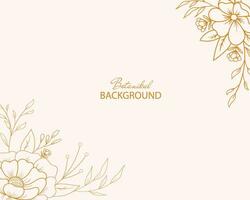 Handdrawn floral botanical background with line art flowers and leaves vector