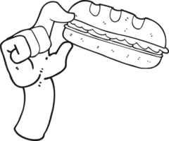 svart och vit tecknad serie sub smörgås png