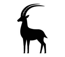 Black and white vector illustration of addax.