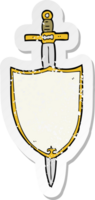 pegatina retro angustiada de un escudo heráldico de dibujos animados png