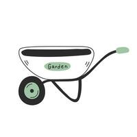 Garden wheelbarrow doodle illustration vector