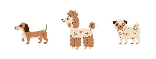 Cute cartoon dogs vector set