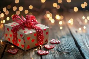 AI generated Artisanal Valentine Gifts in a Large Cardboard Box. Generative AI photo