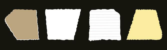 Collection of  torn paper pieces. Black square frames with Irregular edges.Set of silhouettes of ripped rectangular shapes. Piece of grunge collage stickers. vector