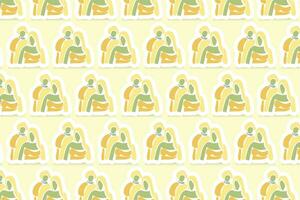 Vector Youth Day Sticker Seamless Pattern Background with pastel colors