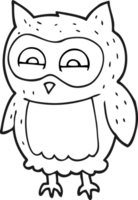 black and white cartoon owl png