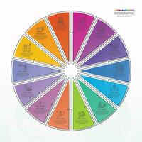 Infographic with 14 steps, process or options. vector