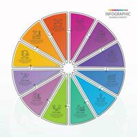 Infographic with 12 steps, process or options. vector