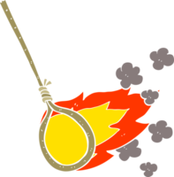 illustration en couleur plate d'un nœud coulant enflammé de dessin animé png