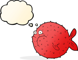 cartoon puffer fish with thought bubble png