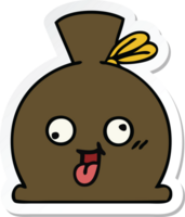 sticker of a cute cartoon sack png