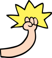 hand drawn doodle style cartoon punching arm png