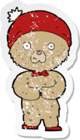 retro distressed sticker of a cartoon teddy bear png