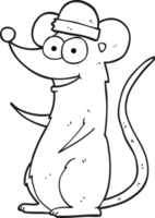 black and white cartoon happy mouse png