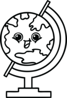 line drawing cartoon globe of the world png