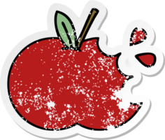 autocollant en détresse d'une pomme rouge de dessin animé mignon png