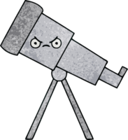 télescope de dessin animé de texture grunge rétro png