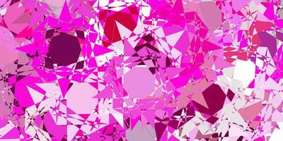 textura de vector rosa claro con triángulos al azar.