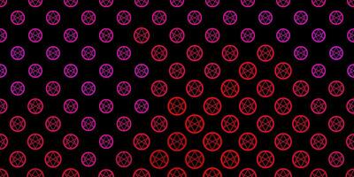 Dark Pink vector background with occult symbols.