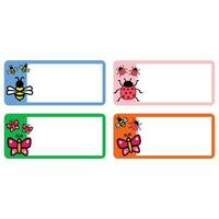 Four frames for your text and a funny frog. Vector illustration. sticker labels to identify a book or our belongings. Cute sticker design for children that can be printed