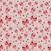 Seamless image of pink butterflies Alternate small and large, sweet colored fabric patterns. vector