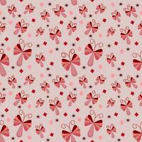 Seamless image of pink butterflies Alternate small and large, sweet colored fabric patterns. vector