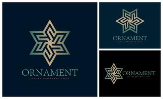 hexagrama estrellas ornamento oro lujo moderno logo modelo diseño para marca o empresa y otro vector