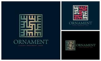 square ornament gold luxury modern logo template design for brand or company and other vector