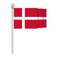 National flag of Denmark in flat style isolated on white background, vector illustration