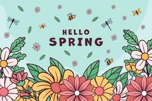 spring background illustration in hand drawn style vector
