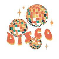 Disco ball. Groovy. Clockwork elements in retro hippie style of the 70s. vector