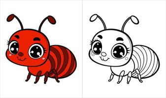 coloring book for kids. cute ant. vector