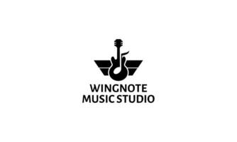 Vintage Retro Guitar Wing Wings Music Logo Design vector