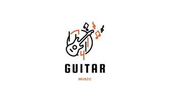 Clásico retro guitarra ala alas música logo diseño vector