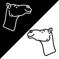 Camel Vector Icon, Lineal style icon, from Animal Head icons collection, isolated on Black and white Background.