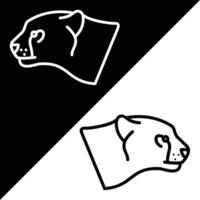 Cheetah Vector Icon, Lineal style icon, from Animal Head icons collection, isolated on Black and white Background.