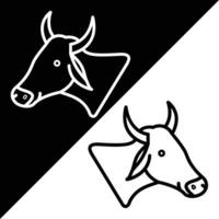 Cow Vector Icon, Lineal style icon, from Animal Head icons collection, isolated on Black and white Background.