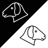 Sheep Vector Icon, Lineal style icon, from Animal Head icons collection, isolated on Black and white Background.