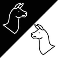 Llama Vector Icon, Lineal style icon, from Animal Head icons collection, isolated on Black and white Background.