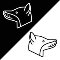 Fox Vector Icon, Lineal style icon, from Animal Head icons collection, isolated on Black and white Background.