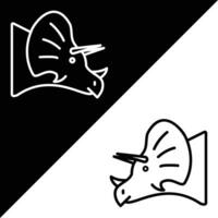 Triceratops Vector Icon, Lineal style icon, from Animal Head icons collection, isolated on Black and white Background.