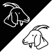 Goat Vector Icon, Lineal style icon, from Animal Head icons collection, isolated on Black and white Background.