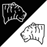 Tiger Vector Icon, Lineal style icon, from Animal Head icons collection, isolated on Black and white Background.