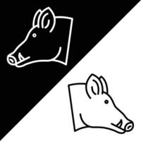 Wild pig Vector Icon, Lineal style icon, from Animal Head icons collection, isolated on Black and white Background.