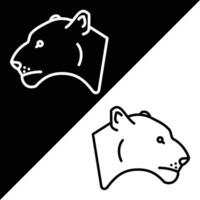 Lioness Vector Icon, Lineal style icon, from Animal Head icons collection, isolated on Black and white Background.