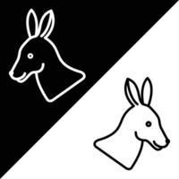 Kangaroo Vector Icon, Lineal style icon, from Animal Head icons collection, isolated on Black and white Background.