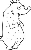 black and white cartoon bear png